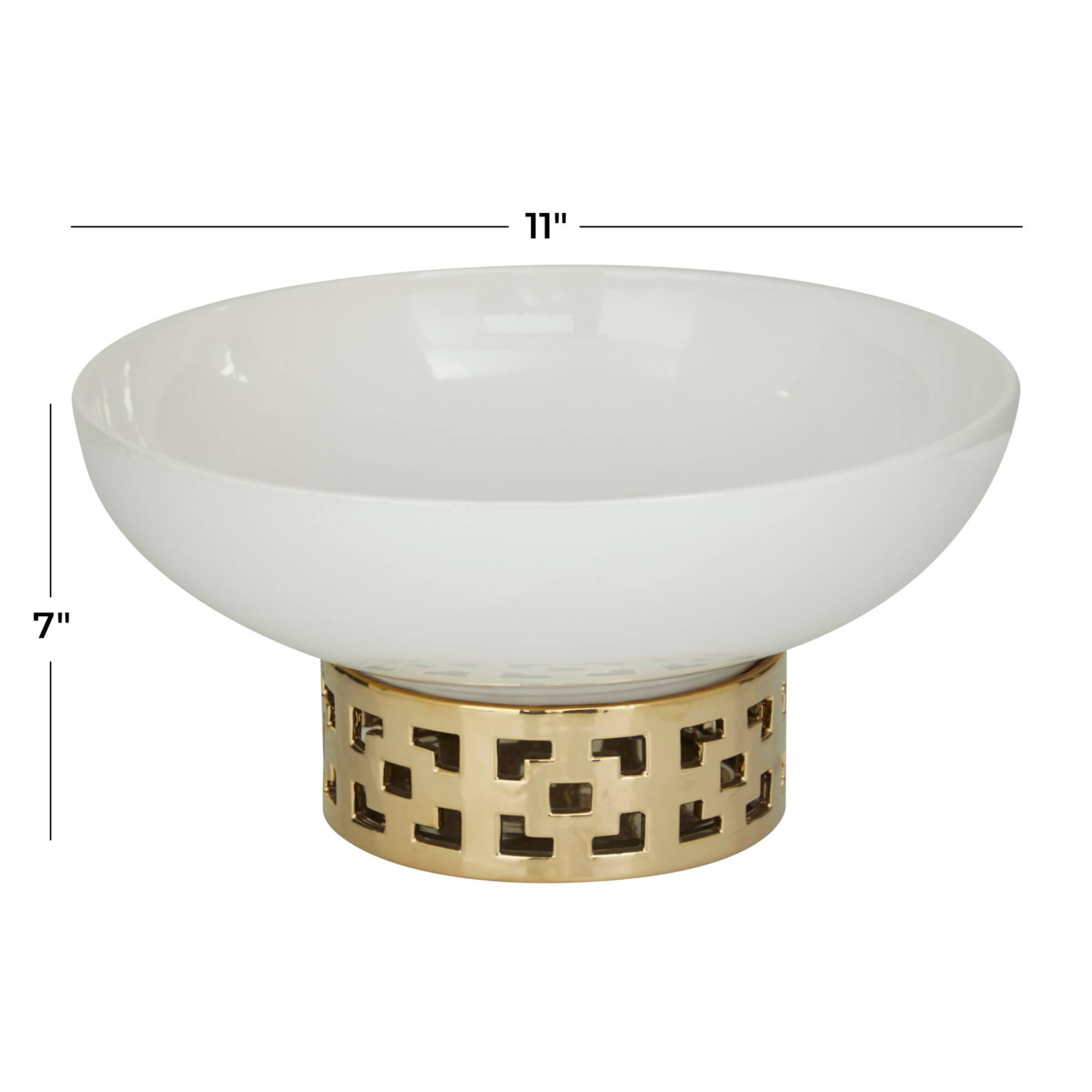 White Stoneware Glam Decorative Bowl, 7" x 11" x 11"